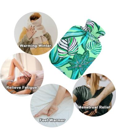NAANLE 2L Transparent Hot Water Bottle - Green Palm Leaf Design for Back Pain Relief Hand & Foot Warmer Neck Warmth & Cold Therapy - Buy Online on GoSupps.com