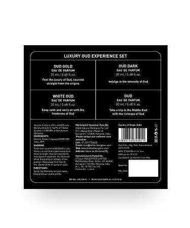 Bella Vita Luxury OUD Experience Eau De Parfum Gift Set 4 x 20ml for Men & Women Premium Long Lasting EDP Perfume Oudh Fragrance Scent - Buy Online on GoSupps.com