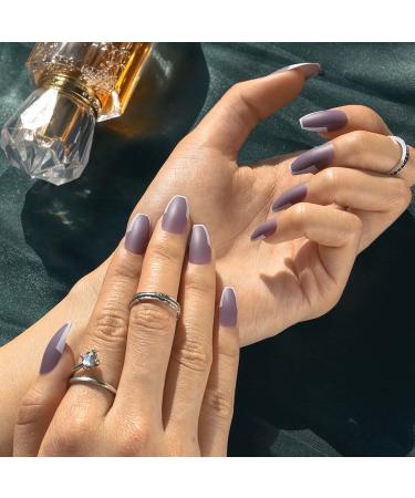 Sethexy Matt Ballerina Long False Nails | 24pcs Coffin French Acrylic Nail Tips for Women & Girls - Buy Online on GoSupps.com