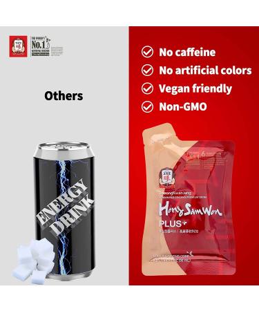 CheongKwanJang Hong Sam Won Plus Korean Red Ginseng Drink - 30 Pouches 1.69 Fl Oz | Pre Workout Energy Drink for Men & Women | Boost Productivity | Korean Food - Buy Online on GoSupps.com