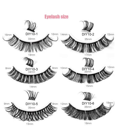 AMSDCN 10 Pairs Natural Cluster D Curly Lashes Multipack | DIY Wispy False Eyelashes | Individual 3D Mink Strips Extensions - Buy Online on GoSupps.com