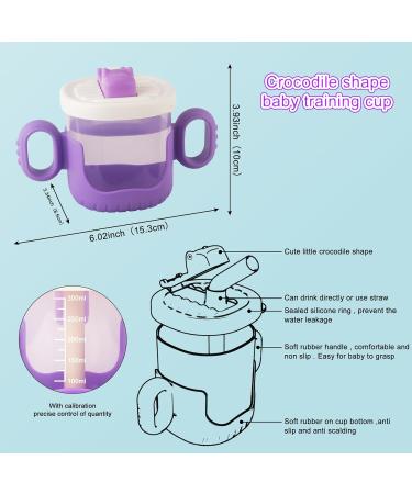 Nohlerlife Baby Training Cup with Lid and Straw - 300ml Purple Sippy Cup | Spill-Proof, Leak-Proof Soft Silicone Spout Cup - Buy Online on GoSupps.com