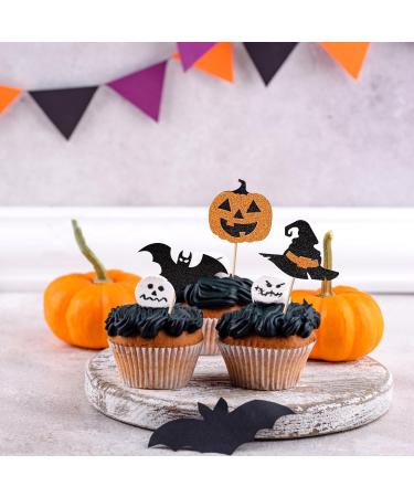 Cosswe Cupcake Toppers Pack of 18 Glitter Halloween Cupcake Topping - Buy Online on GoSupps.com