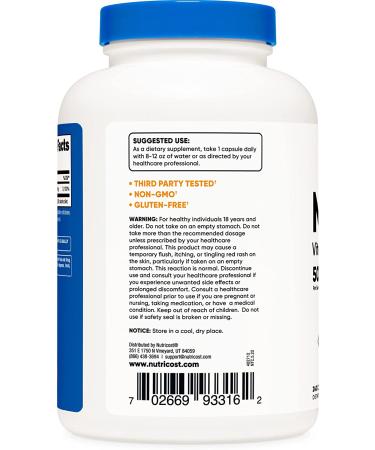 Nutricost Niacin (Vitamin B3) 500mg 240 Capsules - Flushing Formula, Non-GMO, Gluten Free - 240 Count - Buy Online on GoSupps.com