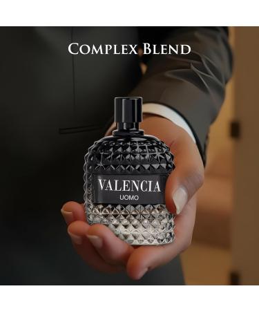 Valencia UOMO for Men Eau De Parfum - Woody Aromatic Fragrance - Floral Twist Blended with a Cool Facet of Mineral Notes & Salt - Edgy yet Masculine Scent - Cologne or Everyday Use - 100ml Bottle - Buy Online on GoSupps.com
