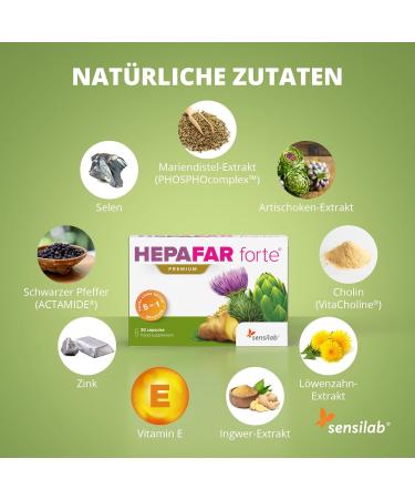 HepaFar Forte 180 Capsules - Detox Complex with Milk Thistle Artichoke & Dandelion | High Bioavailability | Vitamin E & Phospholipid | Innovative Formula by Sensilab - Buy Online on GoSupps.com