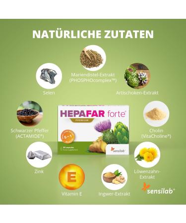 HepaFar Forte Premium - Detox Supplement with Milk Thistle Artichoke & Dandelion - High Bioavailability - 60 Capsules - Sensilab - Buy Online on GoSupps.com