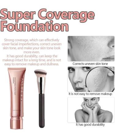 Super Coverage Foundation with Buffing Brush Moisturizing and Oil Controlling Concealer Foundation Waterproof and Long-Lasting Liquid Foundation - Buy Online on GoSupps.com