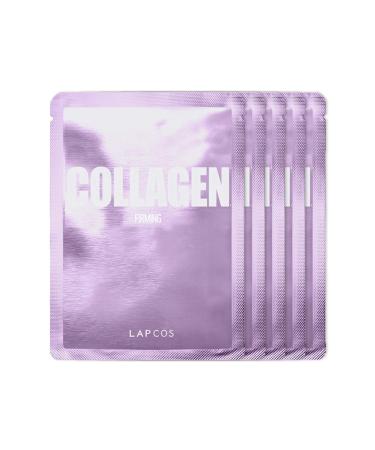 LAPCOS Collagen Firming Daily Sheet Mask | Anti-Aging Face Mask with Collagen Peptides for Wrinkles & Fine Lines | Korean Beauty Favorite | 5-Pack