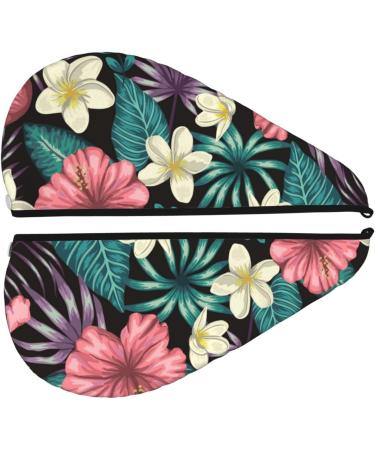 Microfiber Hair Drying Cap - Green Tropical Leaves Towel Wrap for Quick Drying Curly Long & Thick Hair - Buy Online on GoSupps.com