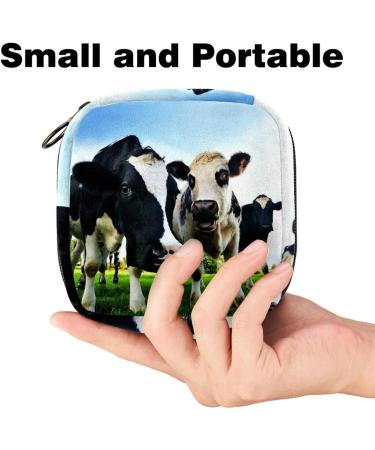 Sanitary Napkin Storage Bag & Menstrual Cup Pouch - Travel Organizer for Girls - Large Capacity Makeup Pouch - Cows Green Field Design - Multi-colored - Buy Online on GoSupps.com