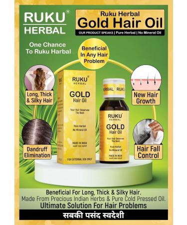 Ruku Herbal Gold Hair Oil 50ML - Nourishing & Revitalizing Hair Treatment for All Hair Types | Buy Online Internationally - Buy Online on GoSupps.com