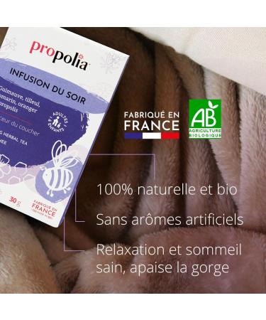 PROPOLIA - Bio - Infusion du Soir - Relaxation et sommeil - Propolis Tilleul Guimauve Romarin et Oranger - Fabriqu e en France - 20 Sachets Vert 20 Unit (Lot de 1) - Buy Online on GoSupps.com
