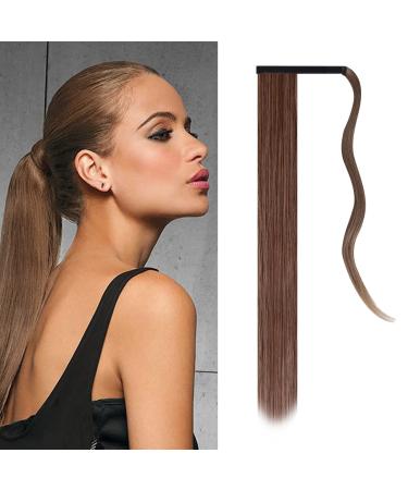 JJstar 70 cm Long Straight Ponytail Hairpiece Synthetic Hair Extension Braid Extension for Women Girls (Brown to Ash Blonde) - Buy Online on GoSupps.com