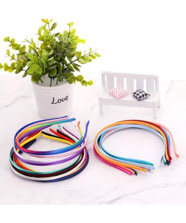 WILLBOND 24-Piece Thin Satin Headband Set - Narrow Plain Headbands for DIY Crafts - 5mm Fabric Covered Ribbon Headbands in 24 Colors for Girls and Women - Buy Online on GoSupps.com