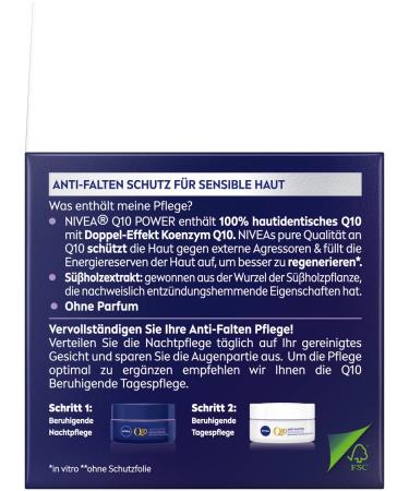 Nivea Q10 Anti-Wrinkle Night Care Cream (2 Pack) - Moisturizing Night Cream with Pure Q10 & Suitian Extract for Sensitive Skin - 50 ml Each - International Shipping Available - Buy Online on GoSupps.com