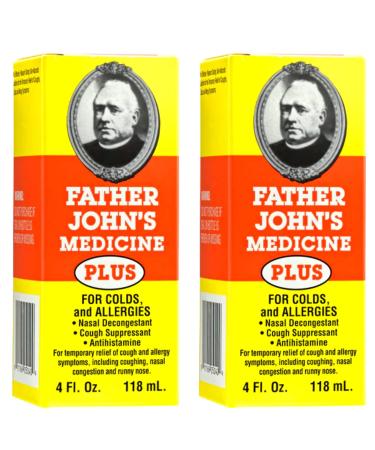 Father Johns Medicine Plus Liquid for Colds and Allergies, 4 Fl Oz (Pack of 2)