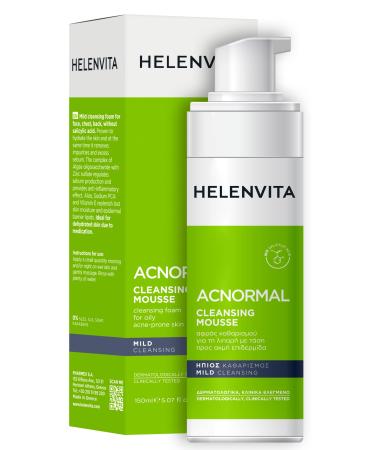 Helenvita Acnormal Foam Facial Cleanser Mousse for Oily Skin with Vitamin E Panthenol and Aloe Vera - Gentle Face Wash Mousse for Combination and Acne-Prone Skin - 150ml