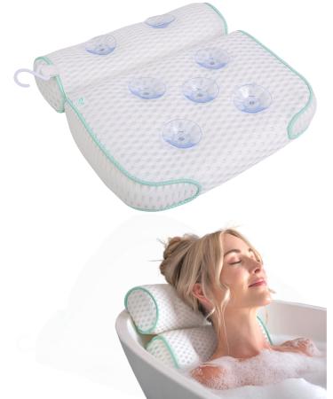 Azmodi Bath Pillow - Soft Comfortable 4D Air Mesh, 7 Slip Resistant Suction Cups - Bathtub Pillows for Tub Neck and Back Support, Bathing Spa Shower Gifts