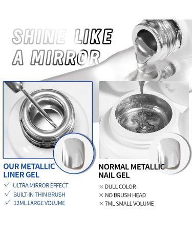 Buy 2x12ml Metallic Mirror Nail Polish - Silver & Gold Chrome Gel for Nail Art Soak Off with Built-in Brush - Buy Online on GoSupps.com