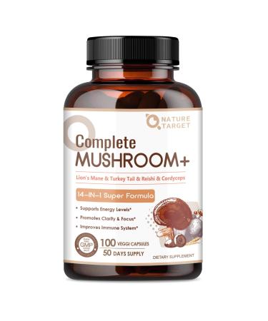 NATURE TARGET Mushroom Supplement, 100 Caps