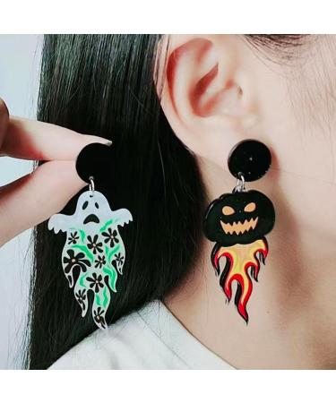 Feyley Halloween Cartoon Acrylic Earrings - Ghost Pumpkin Skull Dangle Jewelry Gift for Women & Girls | International Shipping - Buy Online on GoSupps.com