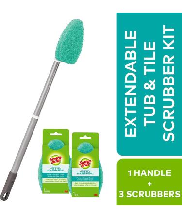 Scotch-Brite Extendable Tub & Tile Scrubber Kit  Includes 1 Handle and 3 Non-Scratch Scrubber Pads - Buy Online on GoSupps.com