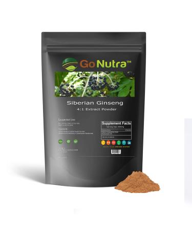 Go Nutra Siberian Ginseng Powder 4:1 Extract 4X Times Stronger Non-GMO 1lb (16 oz) Eleuthero Root