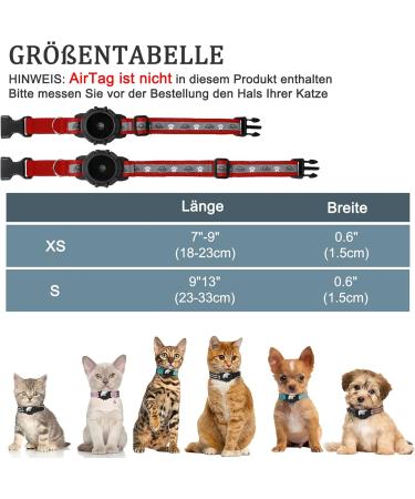 JiaraRui Reflective AirTag Cat Neck Band - Adjustable GPS Collar for Cats & Puppies | Red 9-13 inch - Buy Online on GoSupps.com
