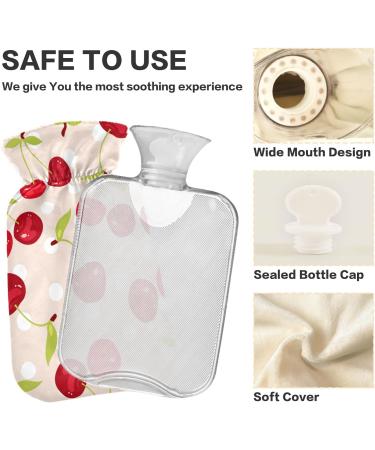 NAANLE Polka Dot Cherry Berries Heat Bottle | 2L Transparent Hot Water Bottle for Pain Relief & Therapy Large Size for Bed & Hand/Foot Use - Buy Online on GoSupps.com