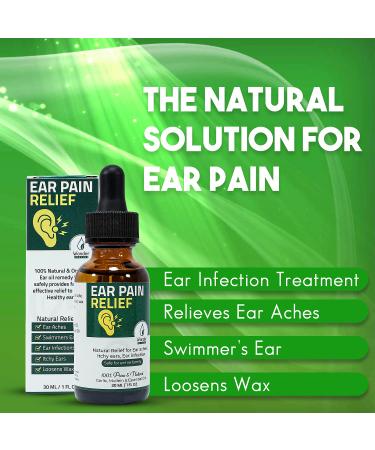 Ear Pain Relief Drops - Natural Solution for Ear Aches, Infections, Swimmer's Ear - Safe for Adults, Children & Pets - 30ml - Buy Online on GoSupps.com