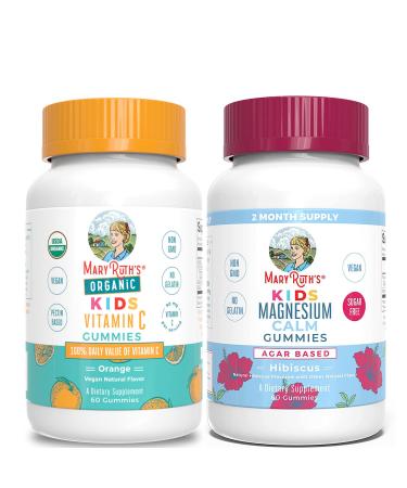 USDA Organic Vitamin C Gummies for Kids & Kids Magnesium Citrate Gummies Bundle by MaryRuth's | Immune Support & Overall Health | Magnesium Supplement | Stress Relief Bone Nerve Gut Health
