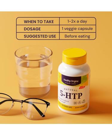 Healthy Origins - 5-HTP 100mg 120 Veggie Capsules (5-Hydroxytryptophan) Non-GMO Gluten-Free Vegan - Buy Online on GoSupps.com