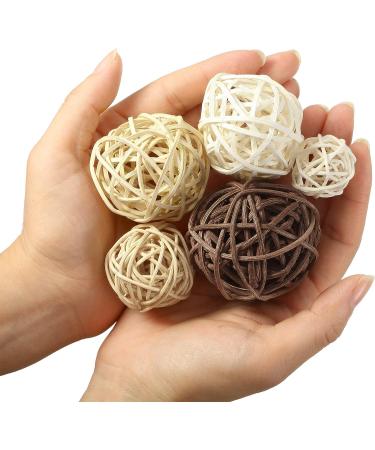 Wicker Rattan Balls Decorative Orbs for Centerpiece Vase Fillers - 36 Pcs in 4 Sizes (White, Wood Color, Light Tan, Coffee) - Ideal for Spring, Summer Craft, Wedding, Party Decor - Buy Online on GoSupps.com