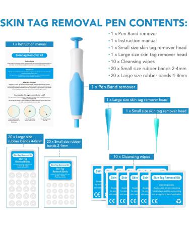 Skin Tag Remover Kit for Face & Body - Fast & Easy Removal Pen for 2mm-8mm Tags, Safe & Painless with 40 Bands & 10 Wipes - Buy Online on GoSupps.com