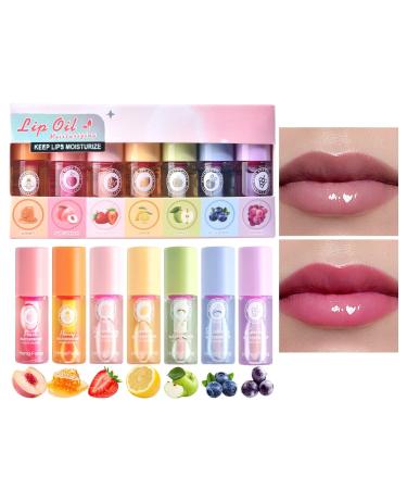 7 Pack Fruit Flavored Lip Balm - Non-Sticky Lip Balm - Magic Temperature Color Changing Lip Care - Fruit Flavored Lip Gloss Set for Women