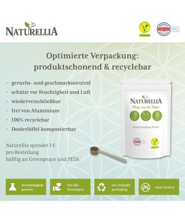 Naturellia Pure Hyaluronic Acid Powder 20g - Vegan Ultramolecular DIY Serum | Made in Germany - Buy Online on GoSupps.com