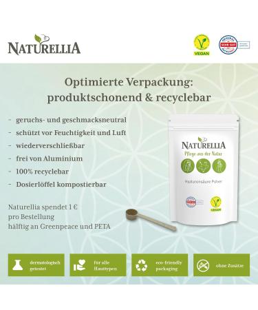Pure Naturellia Hyaluronic Acid Powder 10g - Vegan Low Molecular Weight for DIY Facial Serum - Made in Germany - Buy Online on GoSupps.com