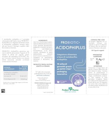  PRODECO PHARMA Prodeco Pharma PROBIOTIC+ ACIDOPHIPLUS 30 Capsules - Food Supplement Based on Lactobacillus Acidophilus Indicated To Promote Physiological Balance Of The Intestinal Flora - Buy Online on GoSupps.com