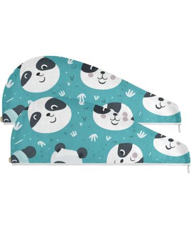 Super Absorbent Panda Heads Hair Towel 2 Pack - Quick Dry Hair Turbans for Women & Girls - Buy Online on GoSupps.com