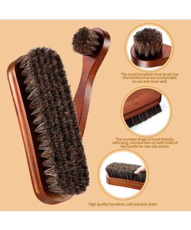 Premium Horse Hair Shoe & Boot Brush Set with Wooden Handles - Brown - Buy Online on GoSupps.com