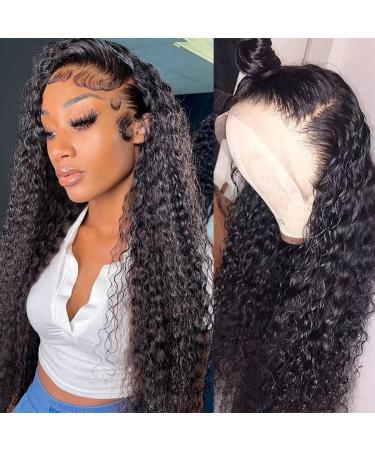 13x4 Lace Front Wigs Human Hair Pre Plucked 150% Density Brazilian Wet and Wavy Human Hair Wigs for Black Women Glueless Curly Lace Frontal Wigs Human Hair Natural Color (22 Inch) 22 Inch Natural Black Color