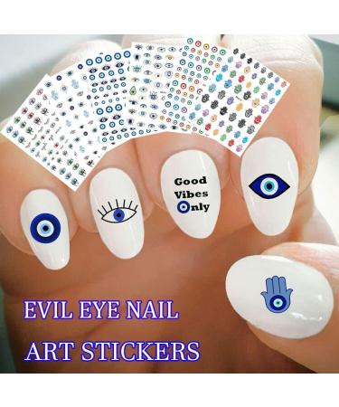 DIY Nail Decal Self-adhesive Design Easy to Apply Eye Evil Nail Art Sticker Lucky Blue Colorful 3D Nail Decals Evil Eye Nail Sticker(WG840) - Buy Online on GoSupps.com