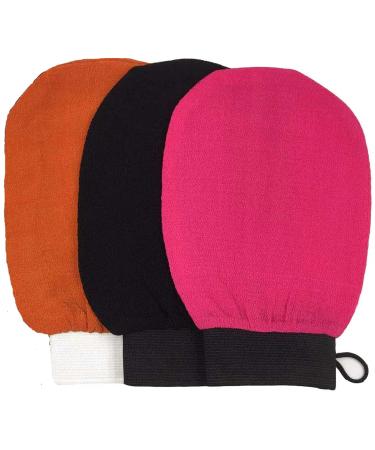 3 pieces exfoliating gloves rough exfoliating gloves Moroccan peeling gloves premium scrub wash mitt for bath or shower