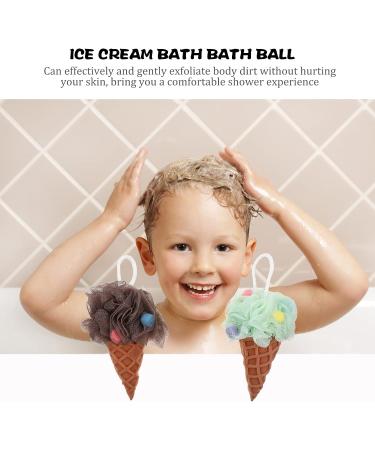 Kids Bath Shower Sponge Set - Exfoliating Loofah for Spa and Shower - Light Green Coffee - 2pcs - Buy Online on GoSupps.com