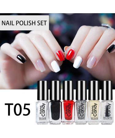 Nail Varnish Set - Non Toxic Nail Polish Set Quick Dry & Long Lasting Nail Lacquer Black Red White Color Nail Paint Home DIY Manicure Gift Set for Women Girl Pianist - Buy Online on GoSupps.com