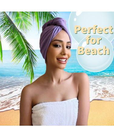 100% Cotton Violet T-Shirt Hair Towel | Reduce Breakage & Frizz | Ideal for Curly Hair Care & Plopping | Soft Turban Hair Wrap - Buy Online on GoSupps.com