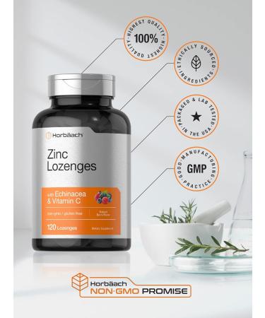 Zinc Lozenges with Echinacea & Vitamin C | 120 Count Vegetarian Supplement - Gluten Free & Non-GMO | Natural Berry Flavor - Buy Online on GoSupps.com