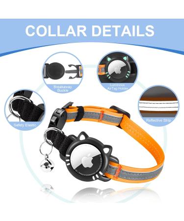 Agoumlux Airtag Cat Collar - Reflective Adjustable Safety Buckle Bright Breakaway Collar with Bell for Young Cats - XS (17.5-23 cm) Orange - Buy Online on GoSupps.com