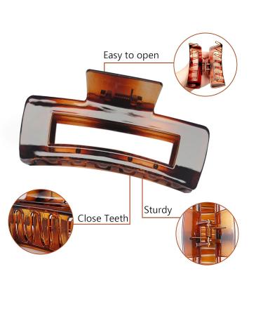 Kavya 4-Piece Large Hair Clips - Non-Slip Plastic Angular Clips for Long Thick Hair - Stylish Leopard Pattern - Perfect for Women - Buy Online on GoSupps.com